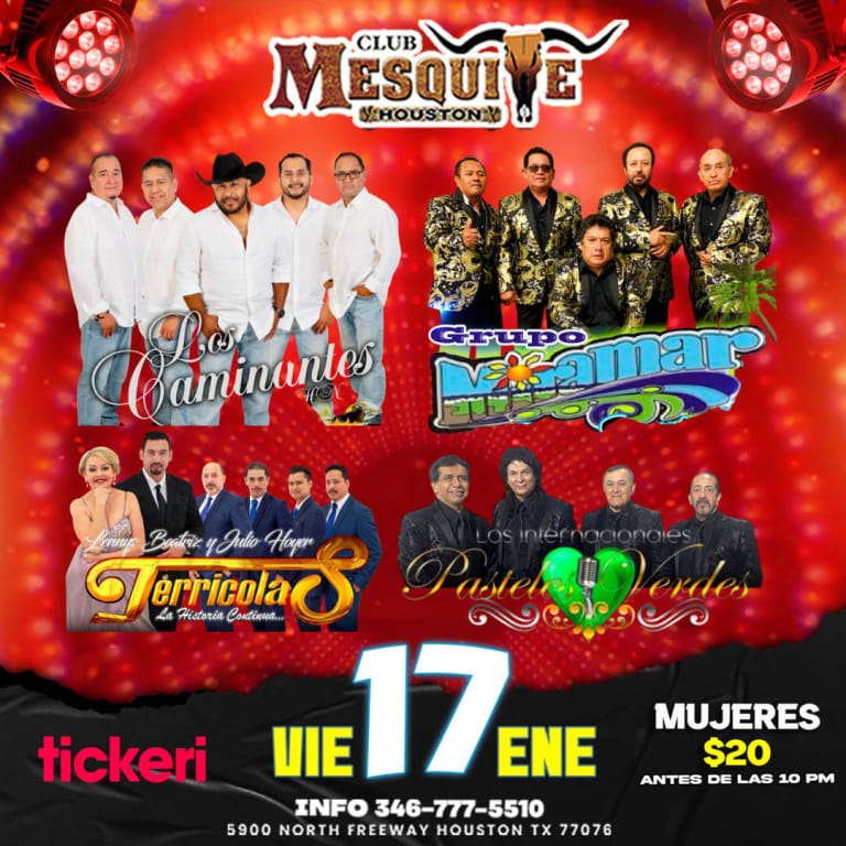 Event - Los Caminantes, Grupo Miramar, Los Terrícolas y Los Pasteles Verdes en Vivo - Houston, Texas - January 17, 2025 | concert tickets