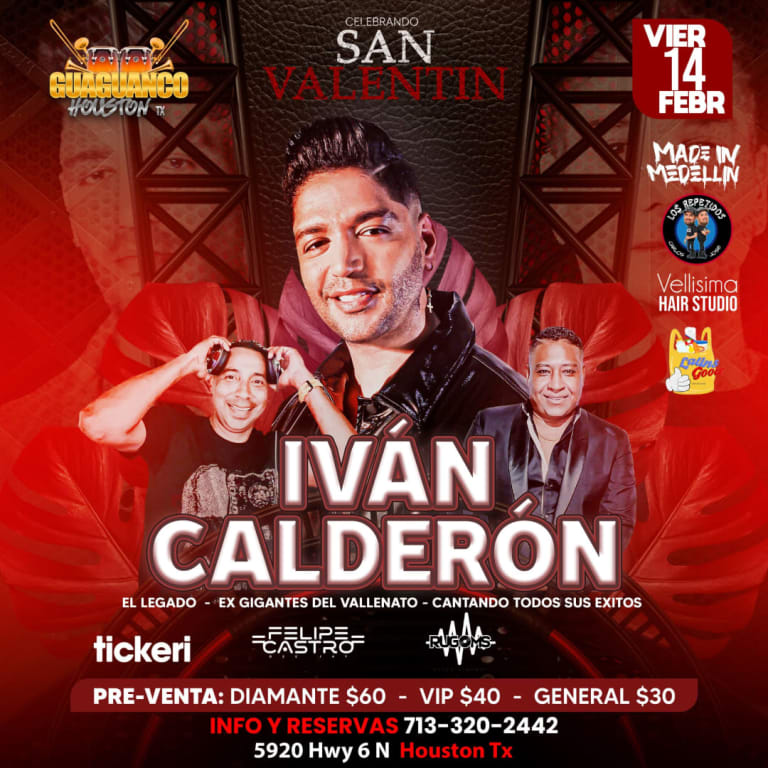 Event - VALLENATO ROMANTICO CON IVAN CALDERON - Houston, Texas - February 14, 2025 | concert tickets