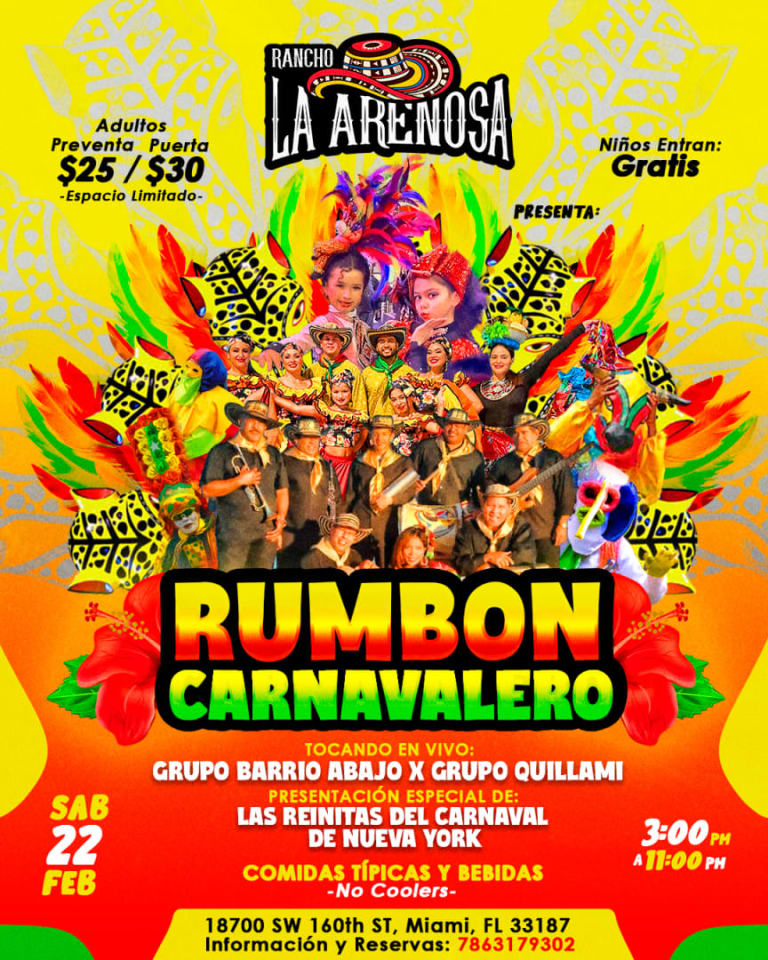 Event - Rumbon Carnavalero Miami/Carnaval de Barranquilla - Miami, Florida - February 22, 2025 | concert tickets