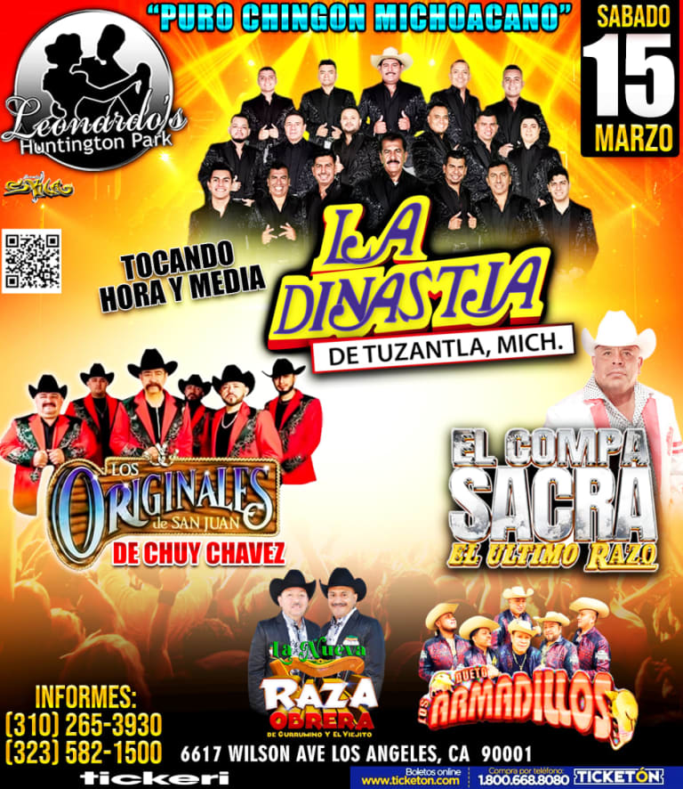 Event - LA DINASTIA DE TUZANTLA ORIGINALES COMPA SACRA @ LEONARDOS HP - Los Angeles, California - 15 de marzo de 2025 | concert tickets