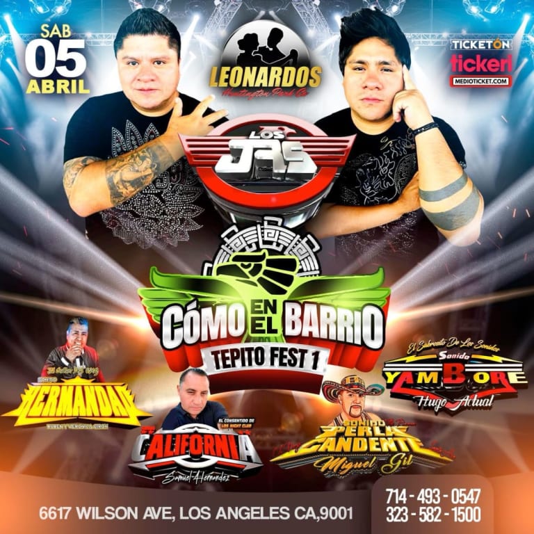 Event - COMO EN EL BARRIO TEPITO FEST 1 CON SONIDO HERMANDAD, CALIFORNIA, SONIDO PERLA CANDENTE & SONIDO YAMBORE EN VIVO!!! - Los Angeles, California - April 5, 2025 | concert tickets