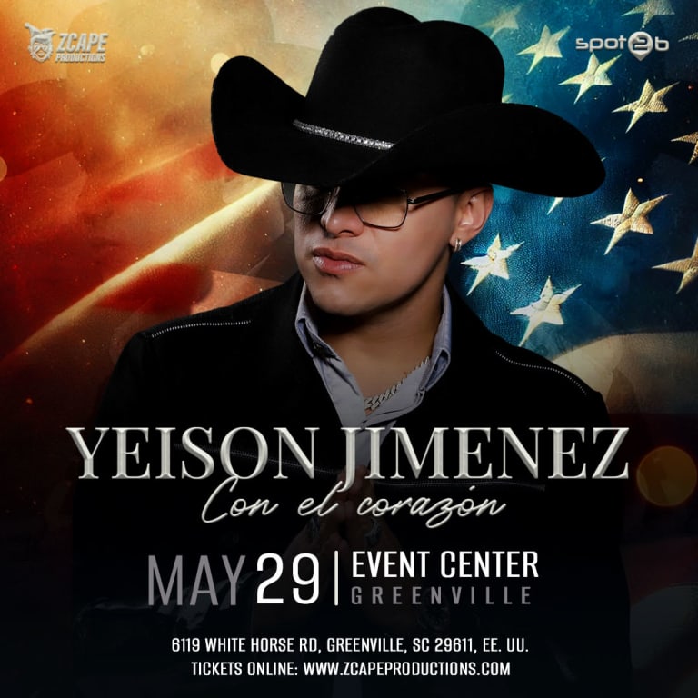 Event - YEISON JIMENEZ EN VIVO EN GREENVILLE - Greenville, South Carolina - May 29, 2025 | concert tickets