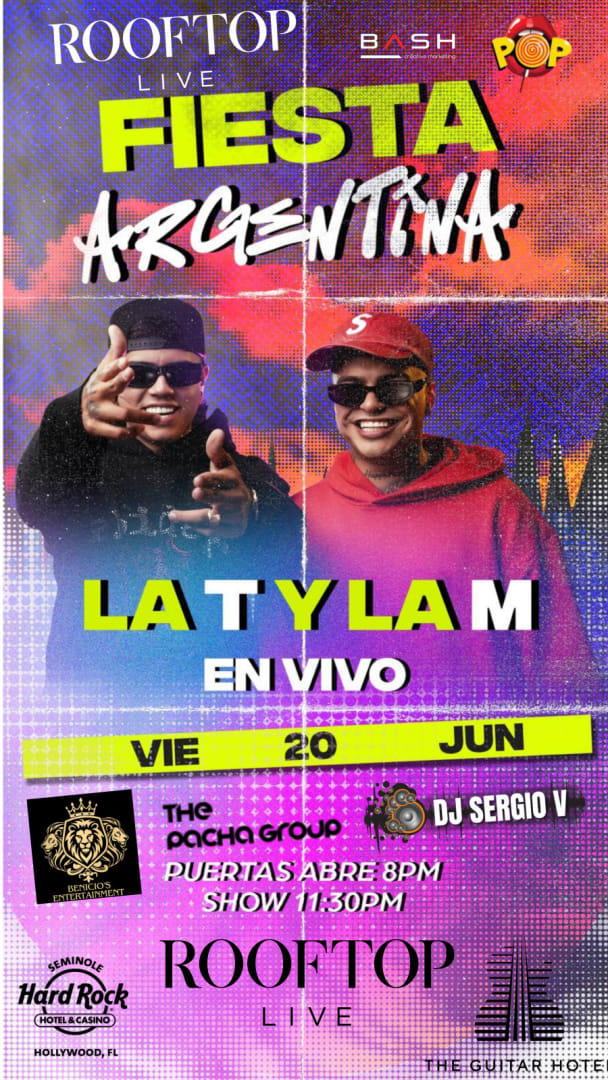 Event - Desde Argentina La T y la M En Vivo Viernes 20 de Junio en ROOFTOP LIVE! - Hollywood, Florida - June 20, 2025 | concert tickets