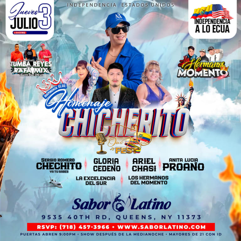 Event - SERGIO ROMERO CHECHITO-GLORIA CEDEÑO-ANITA LUCIA PROAÑO-ARIEL CHASI - Queens, New York - 3 de julio de 2025 | concert tickets