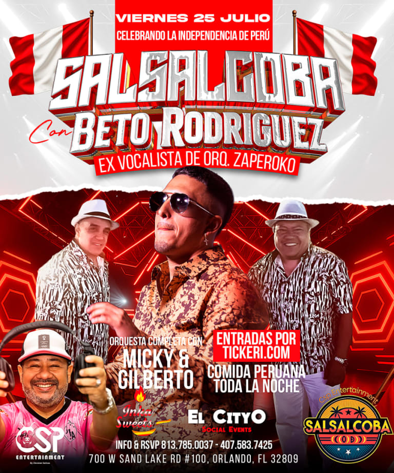 Event - SALSALCOBA con BETO RODRIGUEZ (Ex ZAPEROKO) Peru  - Orlando, Florida - 25 de julio de 2025 | concert tickets