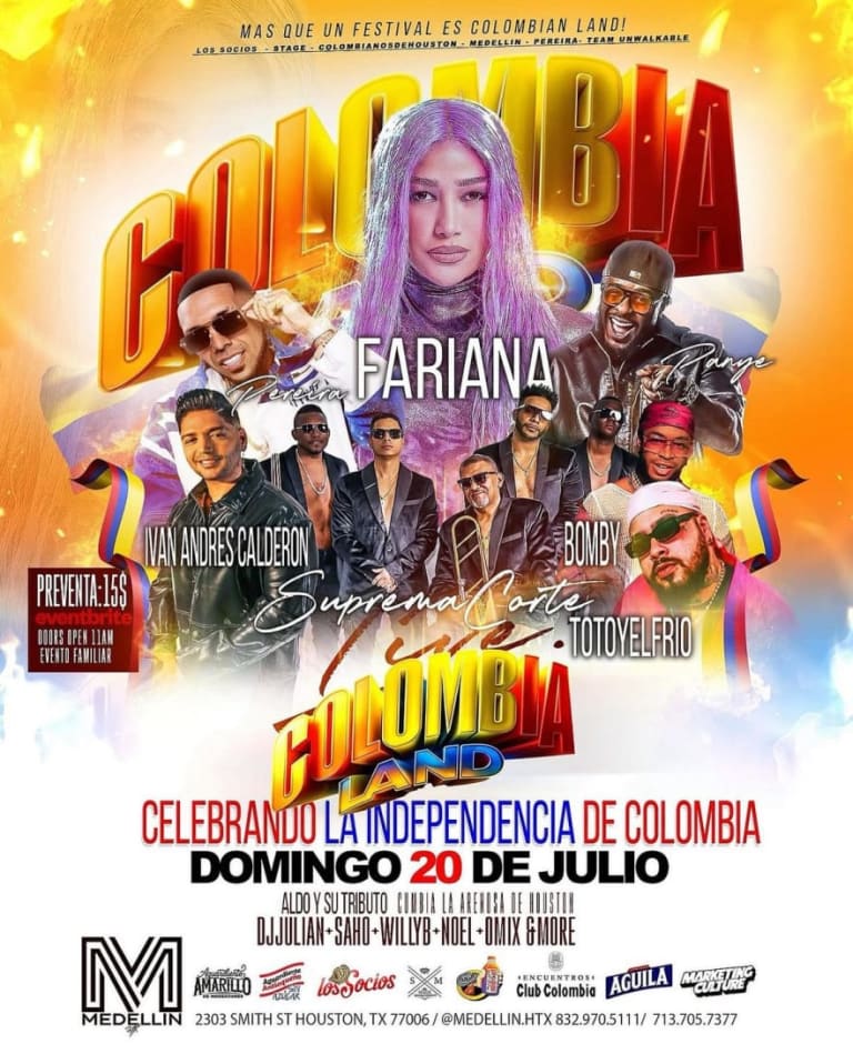 Event - Fariana - Dj Pereira - Dj Panye - Independencia de Colombia celebration! - Houston, Texas - July 20, 2025 | concert tickets