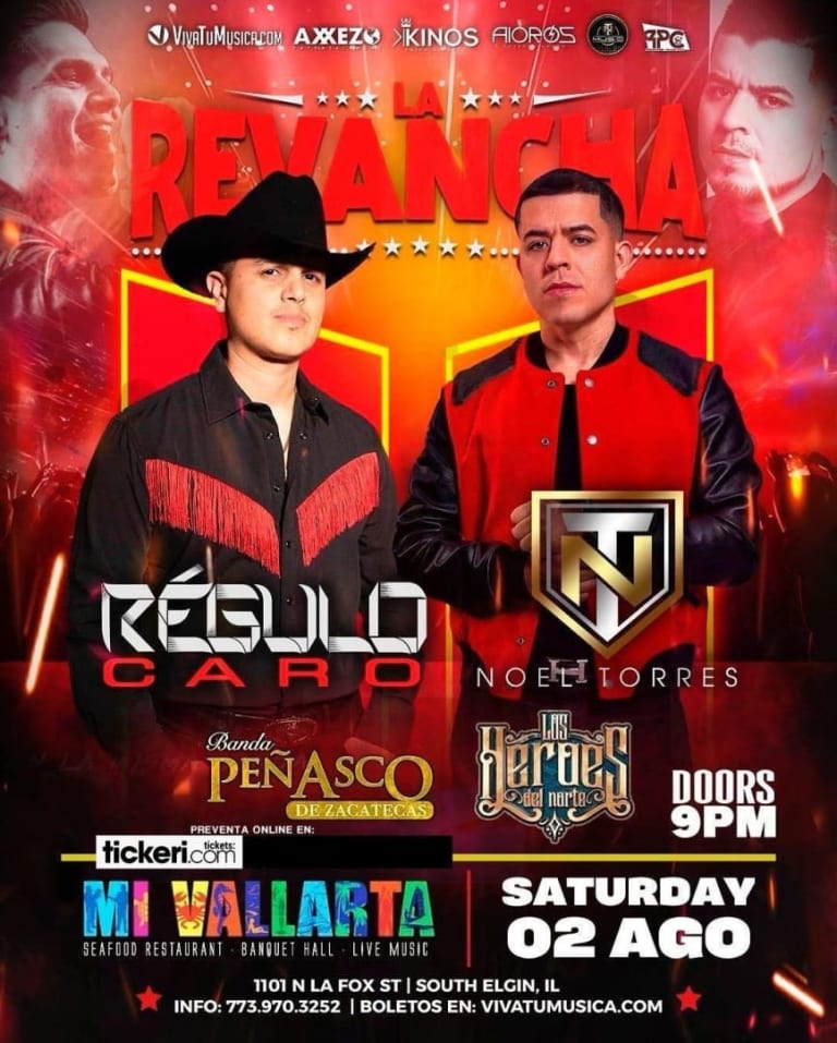 Event - Régulo Caro y Noel Torres en Vivo – La Revancha en Mi Vallarta, South Elgin - South Elgin, Illinois - August 2, 2025 | concert tickets