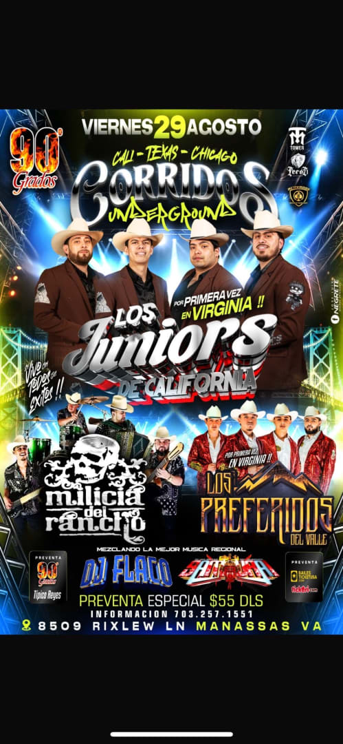 Event - Corridos  Underground  - Manassas, Virginia - August 29, 2025 | concert tickets
