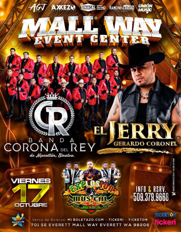 Event - Corona del Rey y El Jerry Gerardo Coronel en Vivo – Baile en Mall Way Everett WA este 17 de Octubre - Everett, Washington - October 17, 2025 | concert tickets