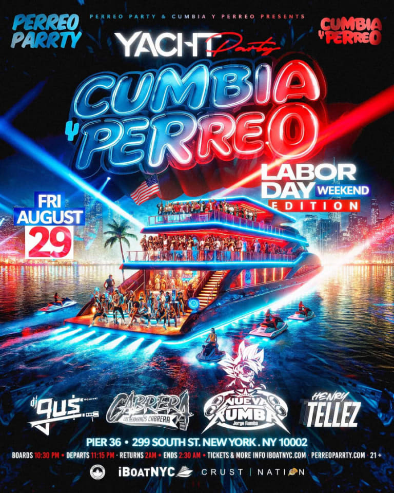 Event - Perreo vs Cumbia on the Hudson - Latin Boat Party Cruise NYC - New York, New York - August 29, 2025 | concert tickets