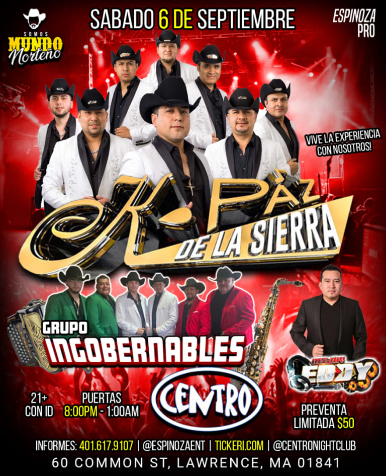 Event - K-PAZ DE LA SIERRA  & LOS INGOBERNABLES en Lawrence - Lawrence, Massachusetts - September 6, 2025 | concert tickets