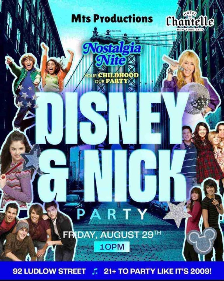 Event - Nostalgia Nite: Disney & Nick Party at Hotel Chantelle Rooftop NYC - New York, New York - 29 de agosto de 2025 | concert tickets