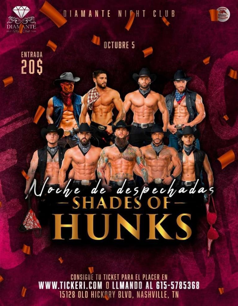 Event - Noche de despechadas Shades of Hunks - Nashville, Tennessee - October 5, 2025 | concert tickets