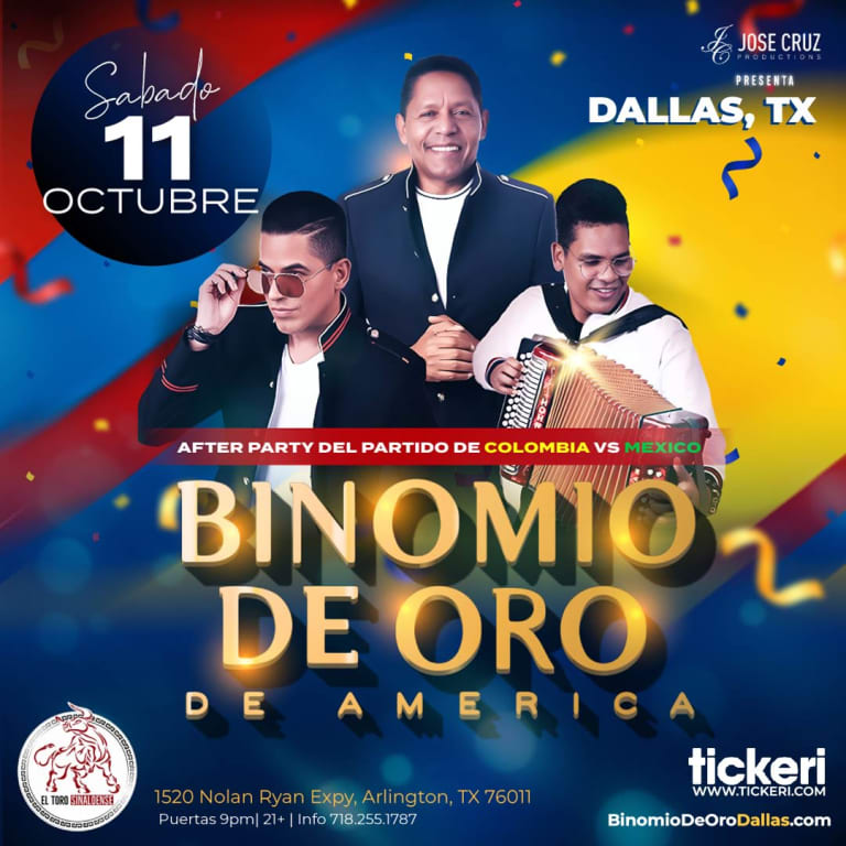Event - Binomio de Oro en Vivo en Dallas y After Party del Partido de Colombia vs Mexico - Arlington, Texas - October 11, 2025 | concert tickets