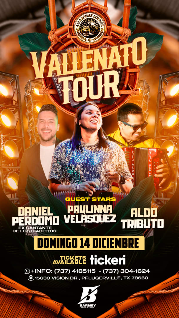 Event - Vallenato Tour con Daniel Perdomo & Paulinna Velasquez & Aldo Tributo en concierto - Pflugerville, Texas - 14 de diciembre de 2025 | concert tickets