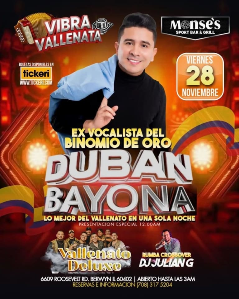 Event - Duban Bayona en Chicago  - Berwyn, Illinois - 28 de noviembre de 2025 | concert tickets