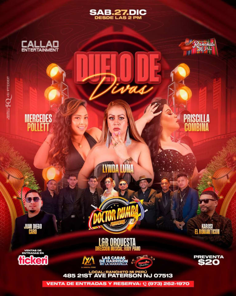 Event - Duelo de Divas con Mercedes Pollet & Linda Luna & Priscila Combina - Paterson, New Jersey - December 27, 2025 | concert tickets