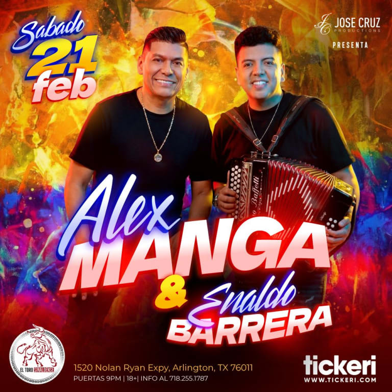 Event - Alex Manga y Enaldo Barrera en vivo en Dallas - Arlington, Texas - February 21, 2026 | concert tickets