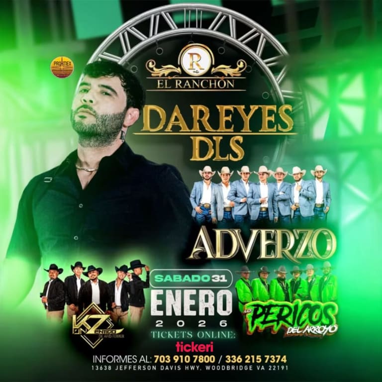 Event - Dareyes DLS en Vivo en El Ranchón – Adverzo, KZ de Afid Ferrer & Los Pericos del Arroyo - Woodbridge, Virginia - January 31, 2026 | concert tickets