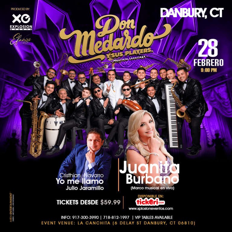 Event - Danbury, CT en concierto,Don Medardo y sus Players, Juanita Burbano y mas.. - Danbury, Connecticut - February 28, 2026 | concert tickets