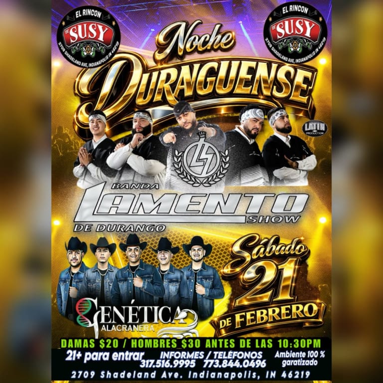 Event - LAMENTO SHOW DE DURANGO,  GENÉTICA ALACRANERA - Indianapolis, Indiana - February 21, 2026 | concert tickets