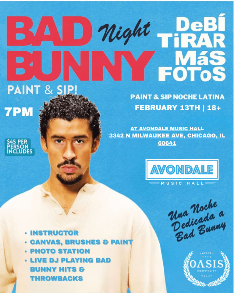 Event - Bad Bunny Paint & Sip Night - Chicago, Illinois - February 13, 2026 | concert tickets