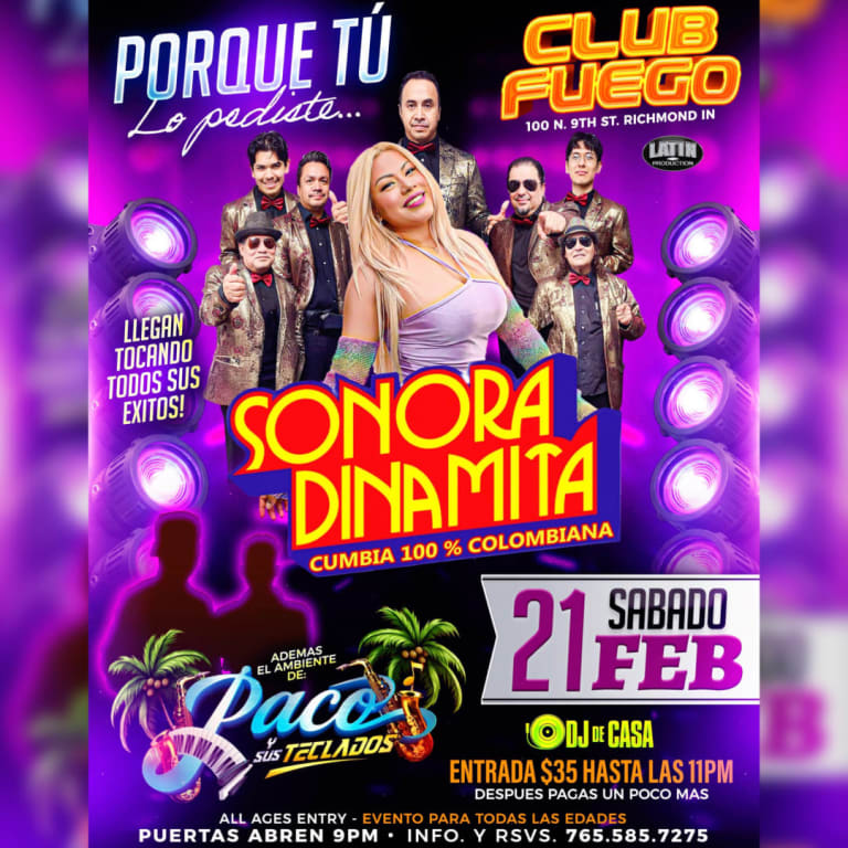 Event - LA SONORA DINAMITA , PACO & SUS TECLADOS - Richmond, Indiana - February 21, 2026 | concert tickets
