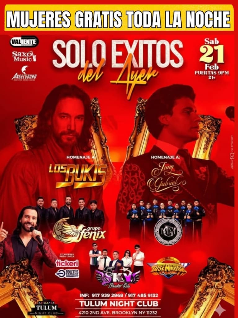 Event - HOMENAJE A LOS BUKIS / HOMENAJE A JUAN GABRIEL "SOLO EXITOS DEL AYER"  - Brooklyn, New York - February 21, 2026 | concert tickets