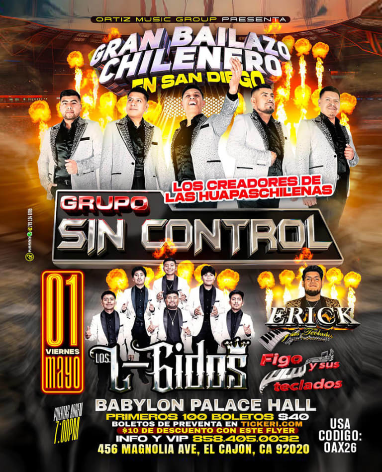 Event - Gran Baile Chilenero con Grupo Sin control - El Cajon, California - May 1, 2026 | concert tickets