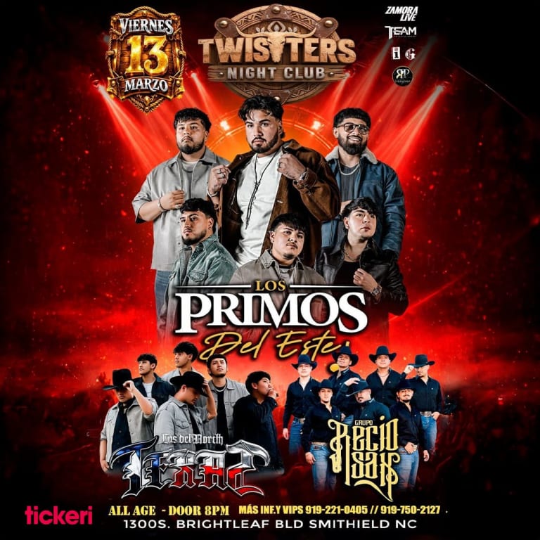 Event - Los Primos Del Este en Smithfield NC – Twisters Night Club | 13 de Marzo 2026 - Smithfield, North Carolina - March 13, 2026 | concert tickets