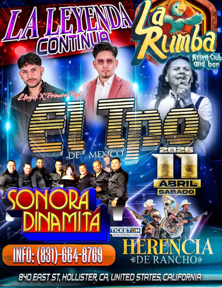 Event - El legado continua El Tpo De Mexico ,Sonora Dinamita - Hollister, California - April 11, 2026 | concert tickets