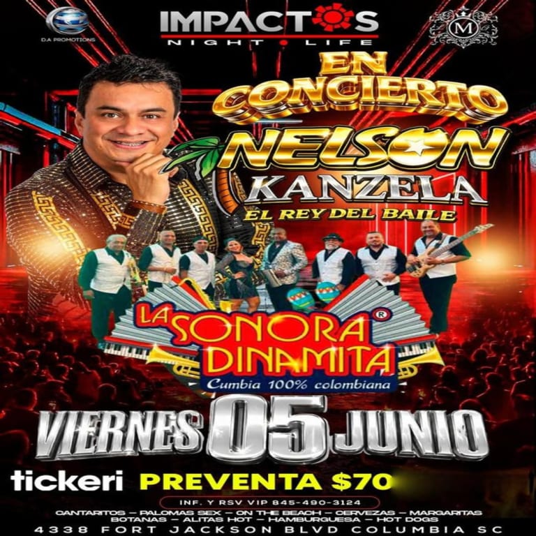 Event - Nelson Kanzela y la Sonora Dinamita  - Columbia, SC - vie, 5 de junio de 2026} | concert tickets