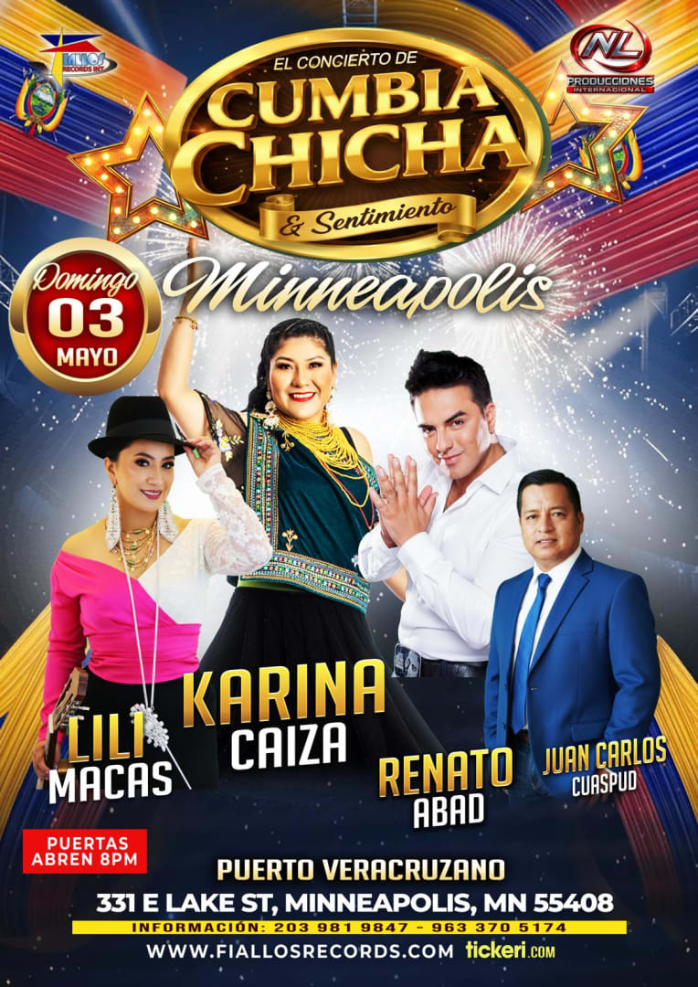Event - MINNEAPOLIS l KARINA CAIZA, RENATO ABAD (YO ME LLAMO AMERICO) LILI MACAS, JUAN CARLOS CUASPUD | Minneapolis  - Minneapolis, Minnesota - April 3, 2026 | concert tickets