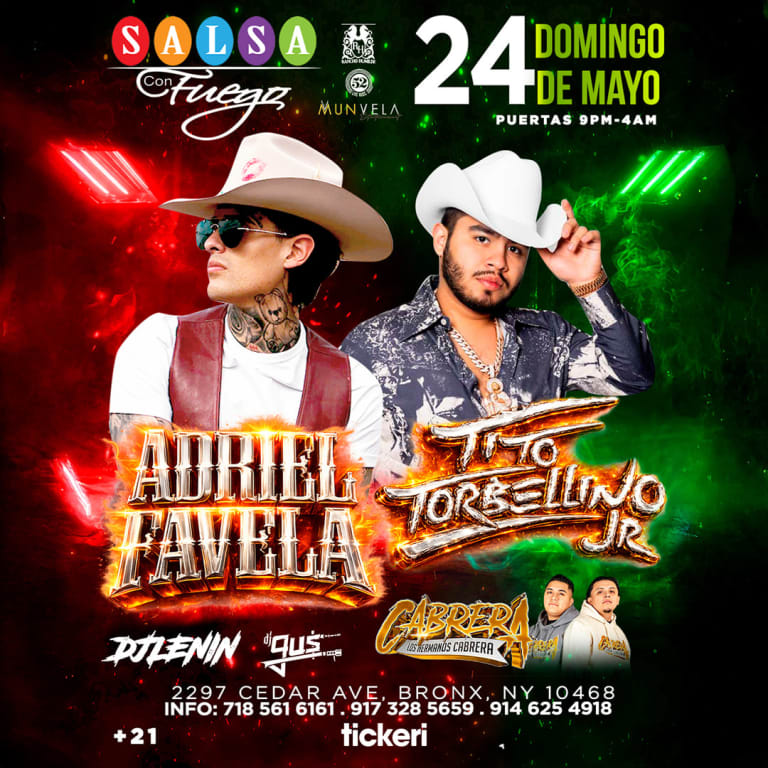 Event - Adriel Favela y Tito Torbellino Jr. - Bronx, New York - May 24, 2026 | concert tickets