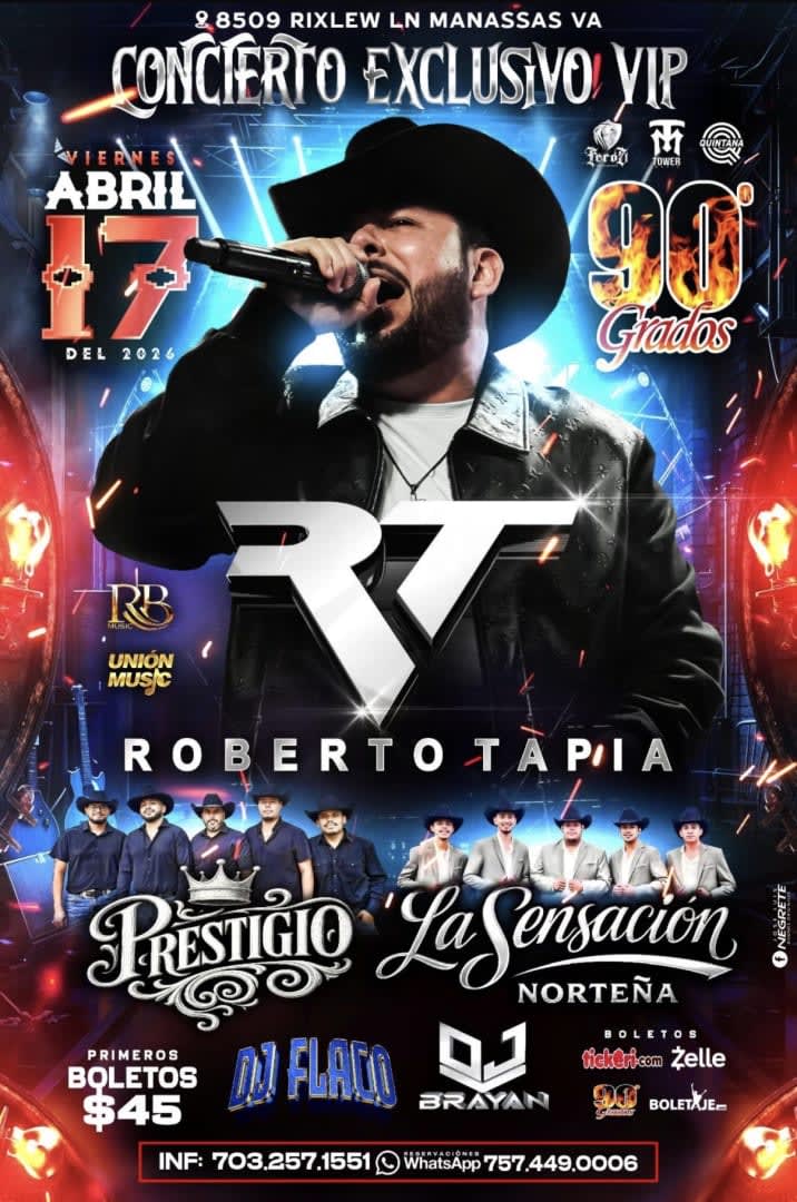 Event - ROBERTO TAPIA EN 90 GRADOS  - Manassas, VA - Fri, April 17, 2026} | concert tickets