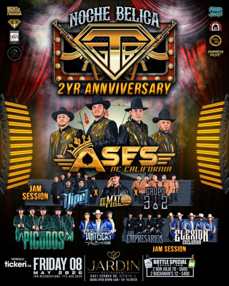 Event - GTB BELICO 2YR ANNY CON LOS ASES DE CALIFORNIA  - Berwyn, Illinois - May 8, 2026 | concert tickets