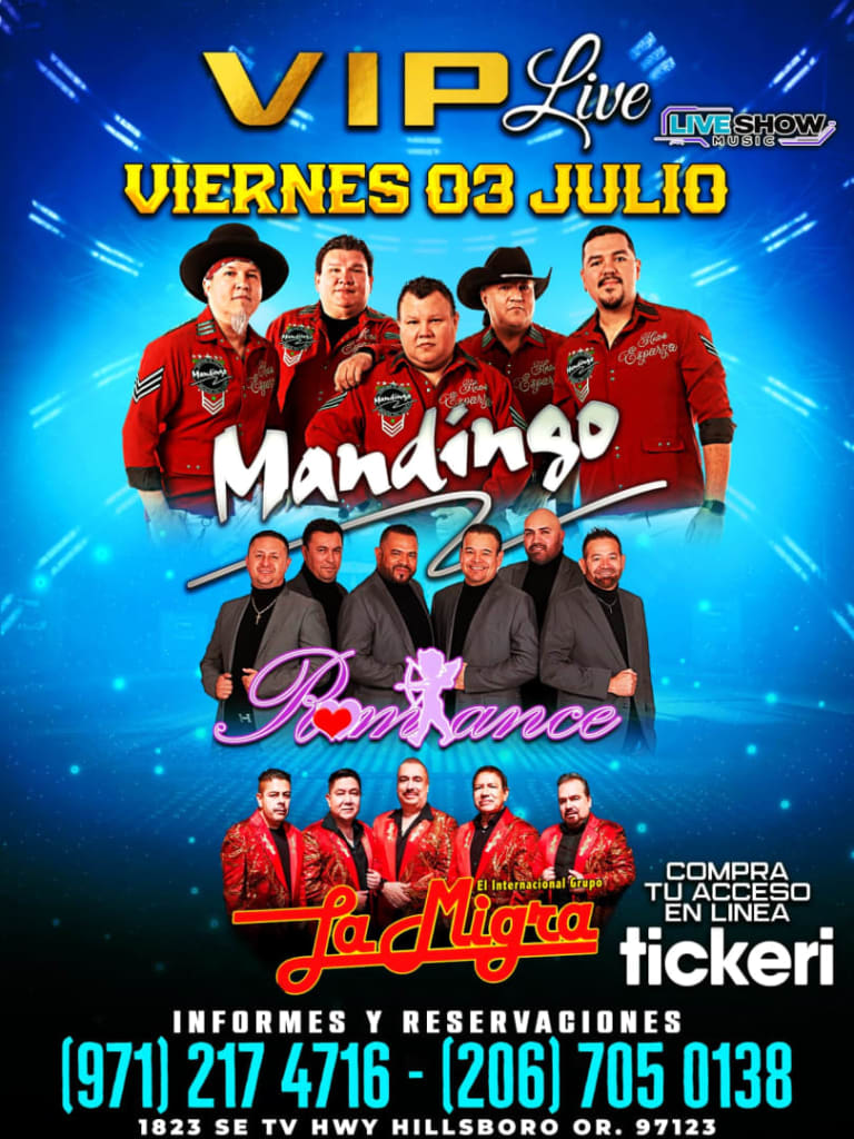 Event - GRUPO MANDIGO ROMANCE LA MIGRA - Hillsboro, Oregon - July 3, 2026 | concert tickets