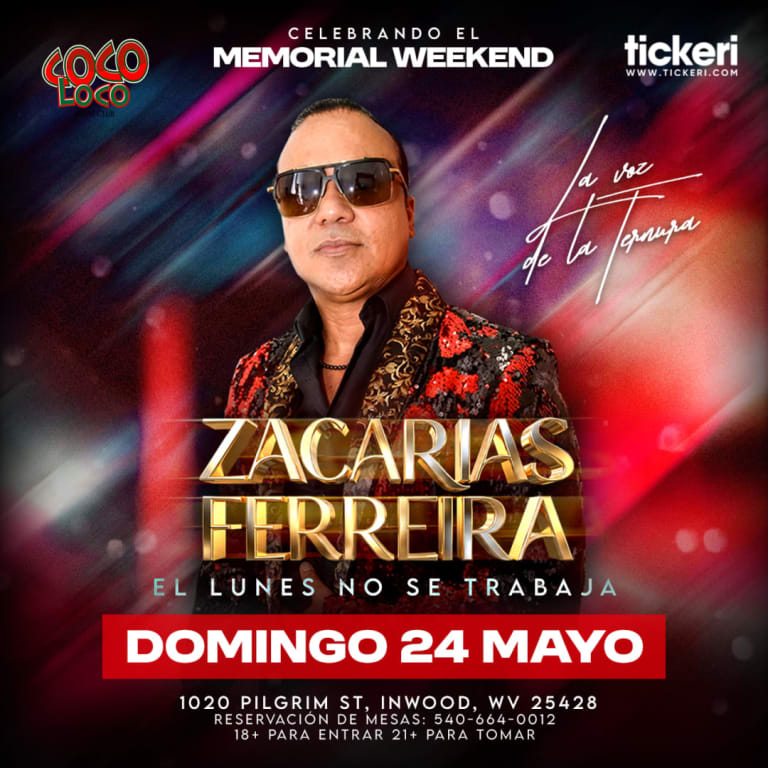 Event - Zacarias Ferreira en concierto - Inwood, West Virginia - May 24, 2026 | concert tickets