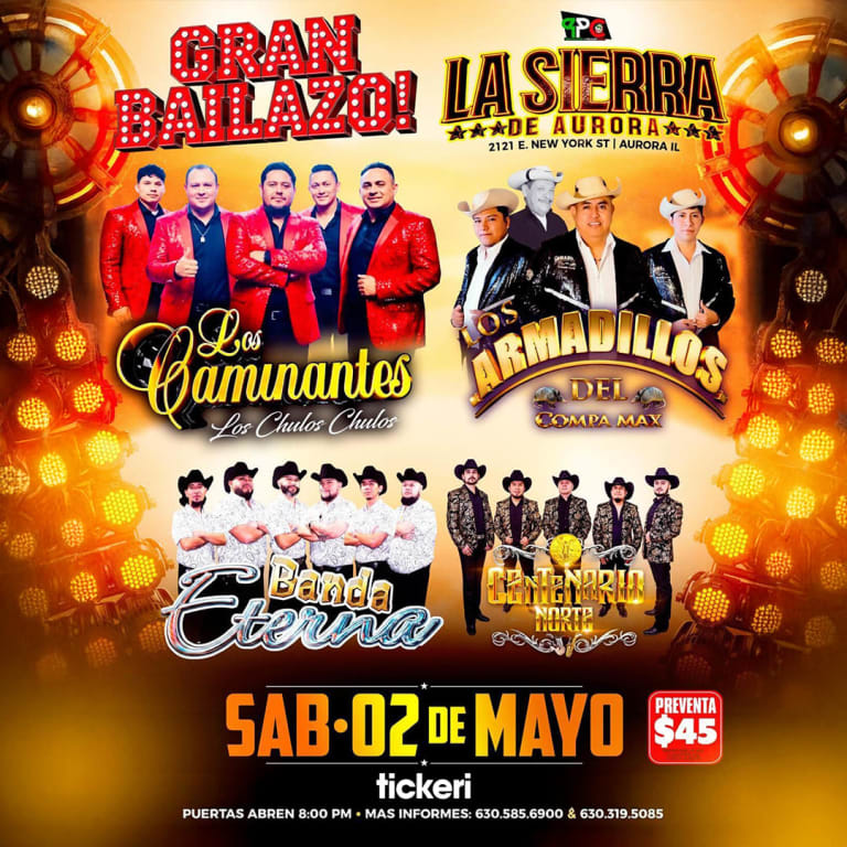 Event - Gran Bailazo – Los Caminantes, Los Armadillos y más en Aurora - Aurora, Illinois - May 2, 2026 | concert tickets