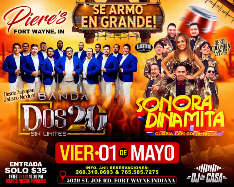 Event - LA SONORA DINAMITA, BANDA DOS 20 - Fort Wayne, Indiana - May 1, 2026 | concert tickets