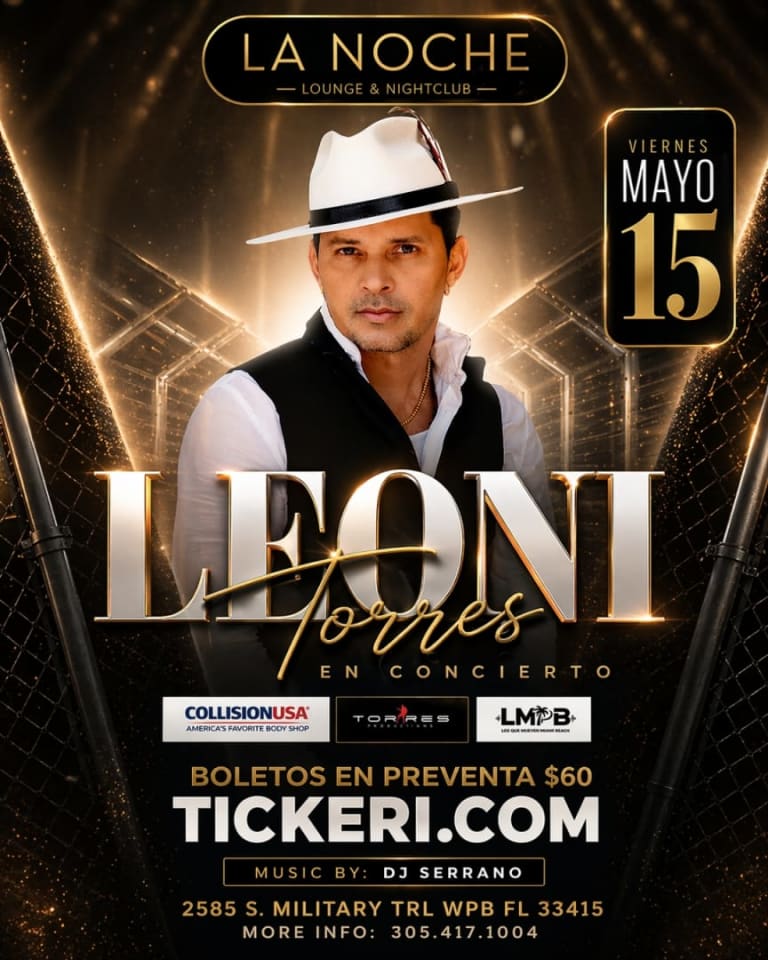 Event - Leoni Torres  - West Palm Beach, FL - Fri, May 15, 2026} | concert tickets