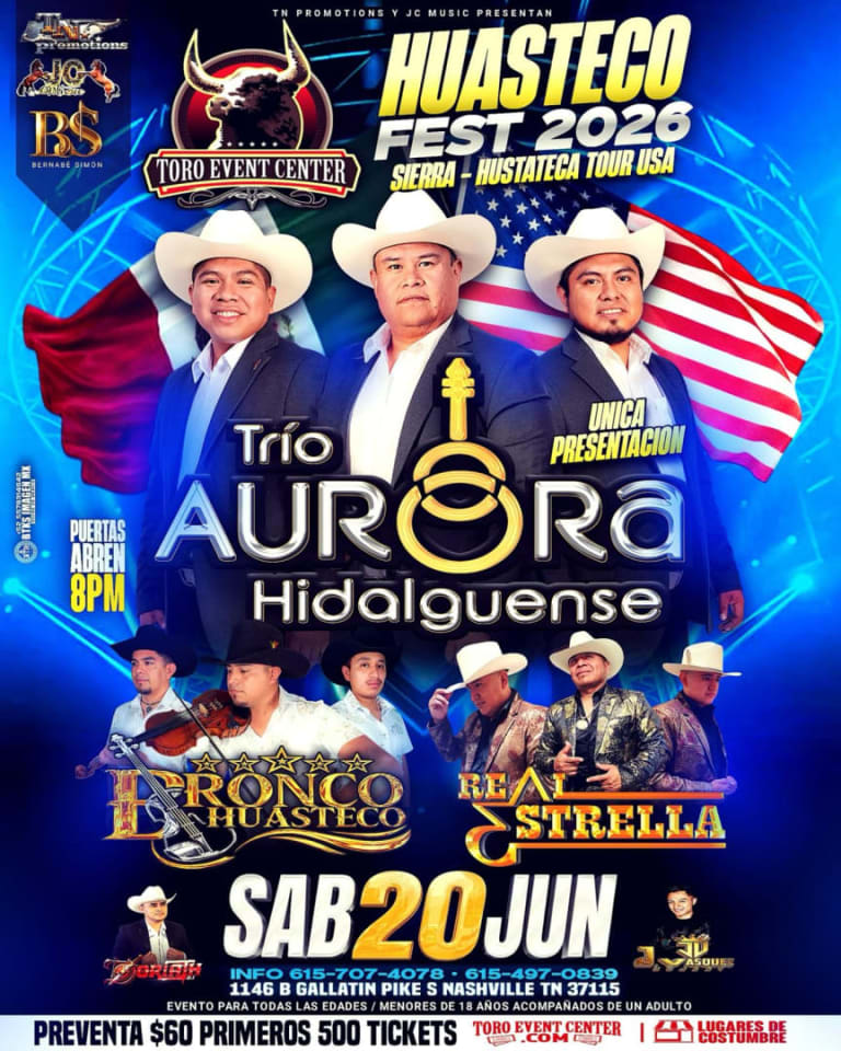 Event - Trio Aurora Hidalguense  - Nashville, TN - sáb, 20 de junio de 2026} | concert tickets