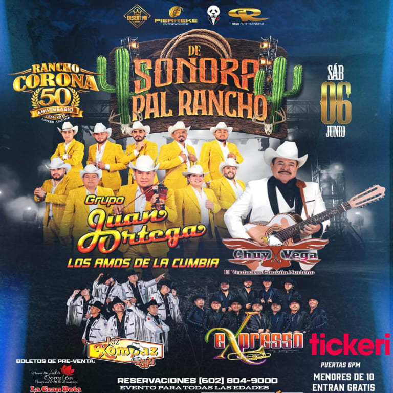 Event - De Sonora pal Rancho  - Phoenix, AZ - Sat, June 6, 2026} | concert tickets