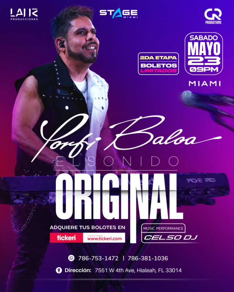 Event - Porfi Baloa el Sonido Original en Concierto  - Hialeah, FL - Sat, May 23, 2026} | concert tickets