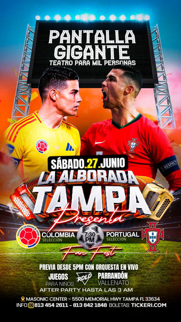 Event - Colombia Vs Portugal - en Pantalla Gigante - Tampa - Tampa, Florida - June 27, 2026 | concert tickets
