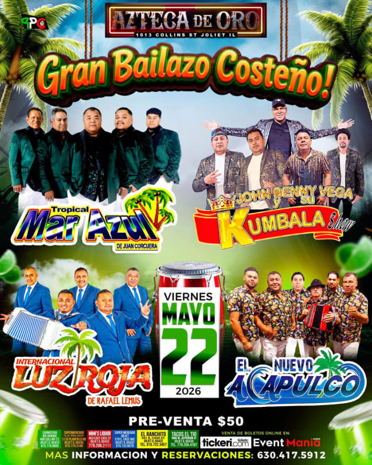 Event - Gran Bailazo Costeño en Joliet con Mar Azul, Kumbala Show y más - Joliet, IL - vie, 22 de mayo de 2026} | concert tickets