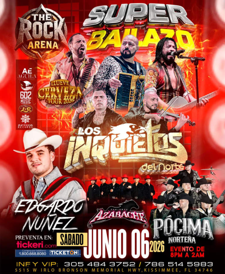 Event - Super Bailazo en Kissimmee con Los Inquietos del Norte y Edgardo Núñez - Kissimmee, FL - Sat, June 6, 2026} | concert tickets