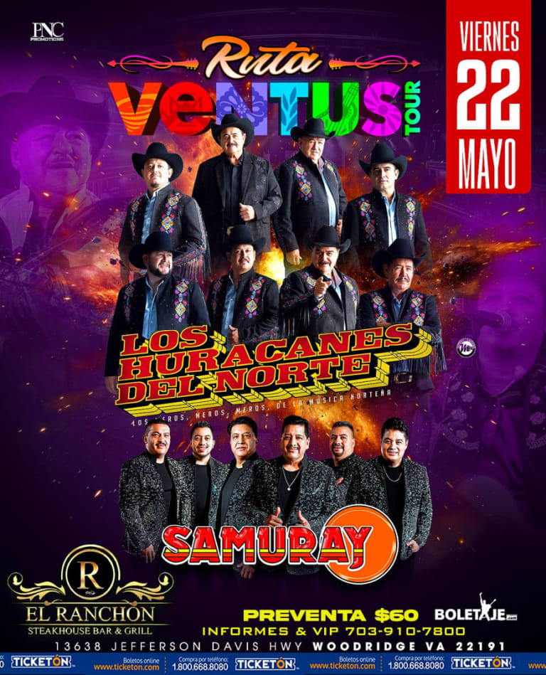 Event - Ruta Ventus Tour featuring Los Huracanes del Norte & Samuray - Woodbridge, Virginia - May 22, 2026 | concert tickets