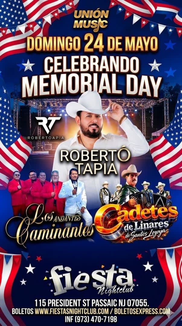 Event - ROBERTO TAPIA, LOS CAMINANTES Y LOS CADETES DE LINARES - Passaic, New Jersey - May 24, 2026 | concert tickets
