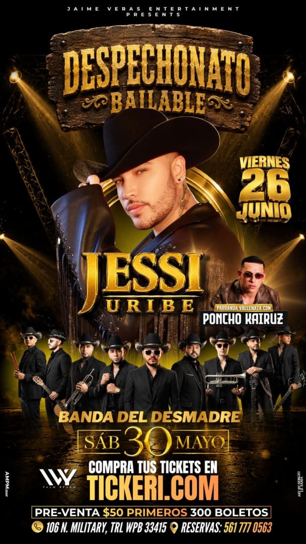 Event - JESSI URIBE EN CONCIERTO - IVY PALM BEACH! - West Palm Beach, Florida - 26 de junio de 2026 | concert tickets